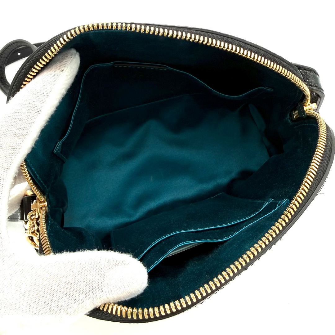 Gucci Small Ophidia Dome Shoulder Bag Black With Web Canvas Stripe