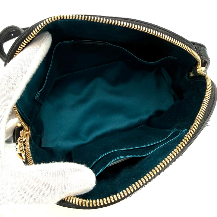 Gucci Small Ophidia Dome Shoulder Bag Black With Web Canvas Stripe