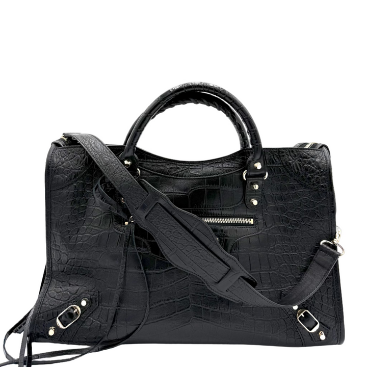 Classic City Croc-Embossed Agneau Leather Bag