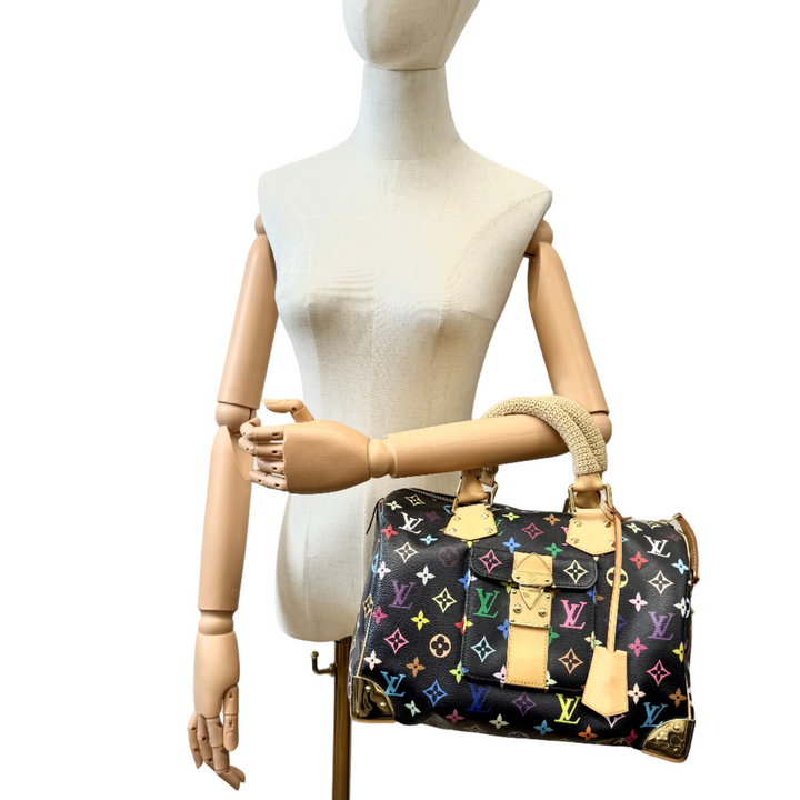 Multicolour Monogram Canvas Speedy 30 in Black