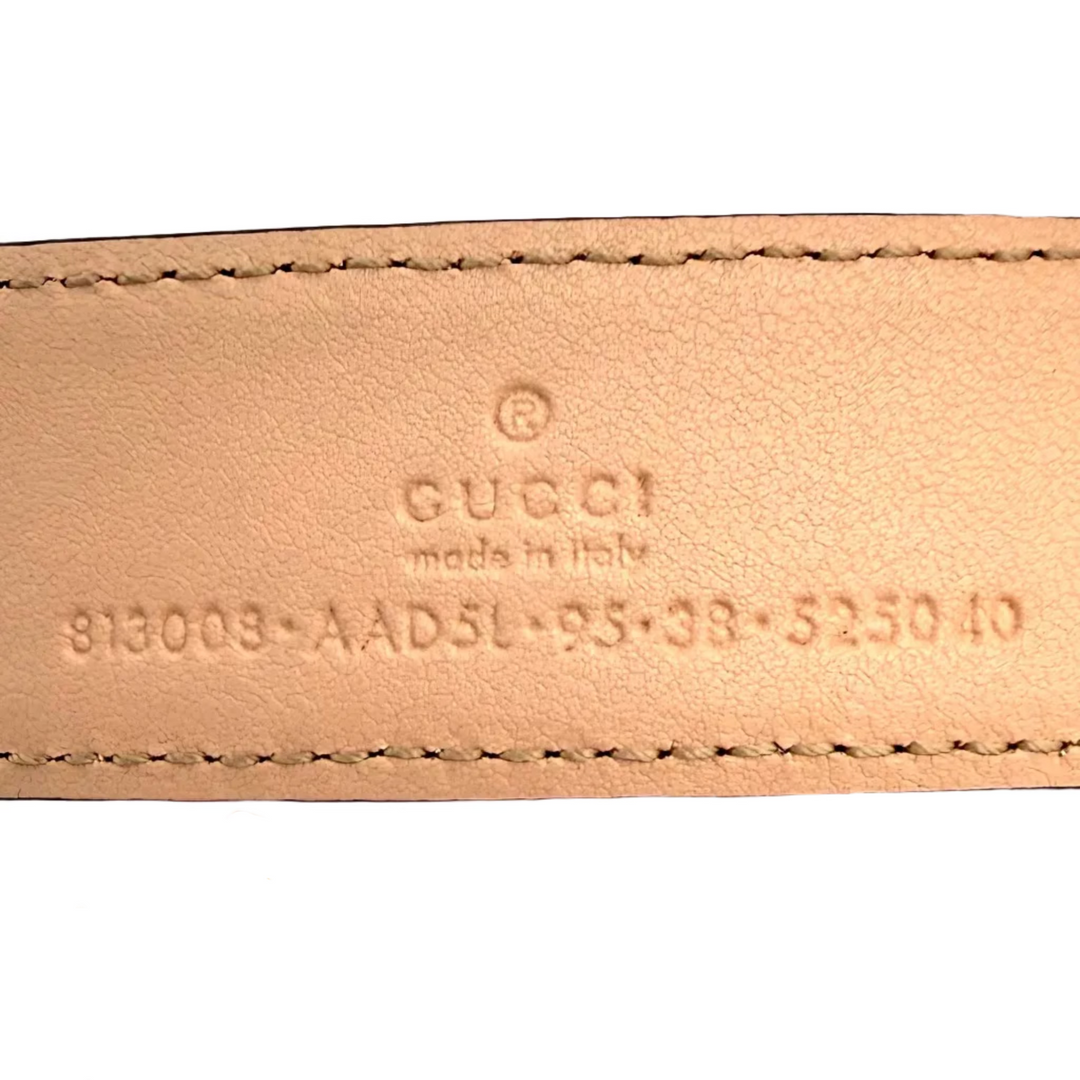 GG Marmont Leather Belt in Pink Leather & Gold Double G Buckle
