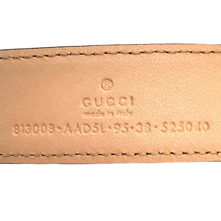 GG Marmont Leather Belt in Pink Leather & Gold Double G Buckle