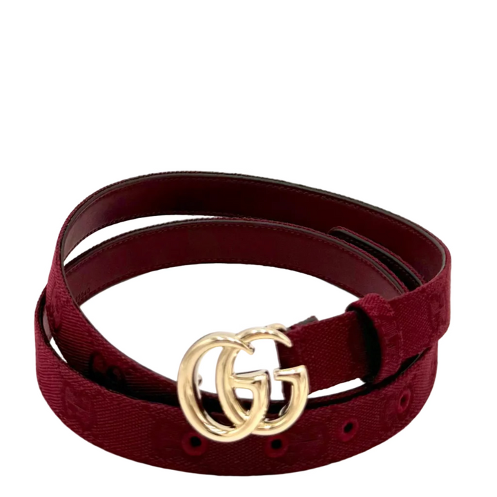 GG Marmont Canvas Belt With Gold Tone Double G Buckle