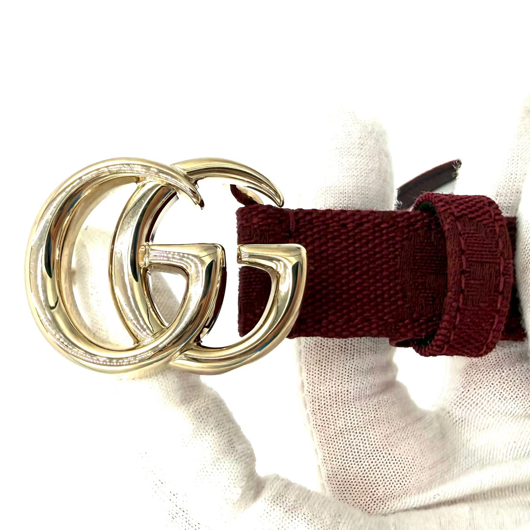 GG Marmont Canvas Belt With Gold Tone Double G Buckle