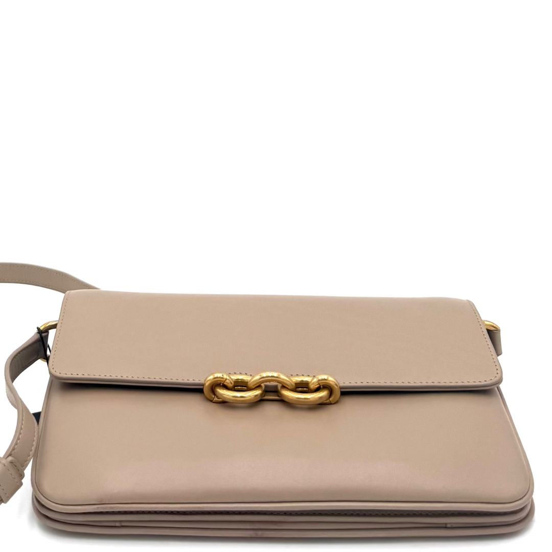 Le Maillon Beige Shoulder Bag With Matte Gold Hardware