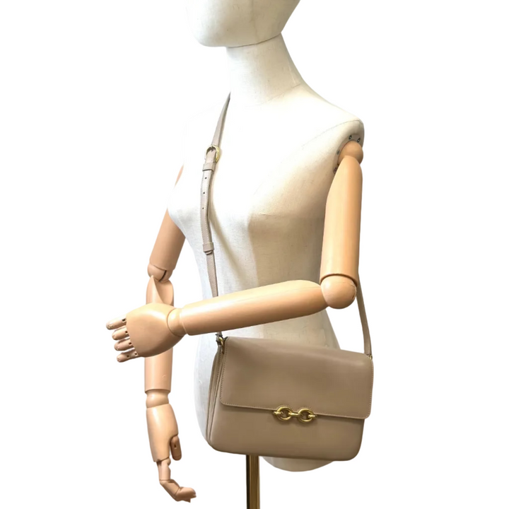 Le Maillon Beige Shoulder Bag With Matte Gold Hardware