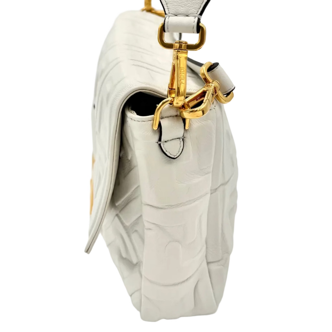 1974 Nappa FF Embossed Leather Large Baguette Bag