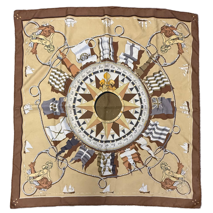 Rose Compas Silk Scarf by Jacques Eudel