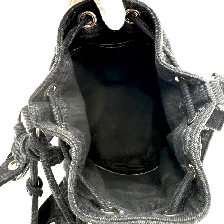 Le Cagole Black Denim XS Bucket Bag
