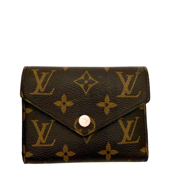 Victorine Monogram and Rose Ballerine Pink Canvas Wallet
