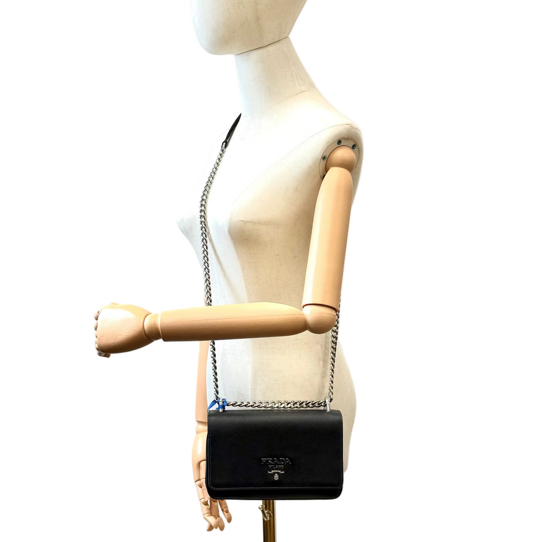 Saffiano-Trimmed City Calf Crossbody Bag