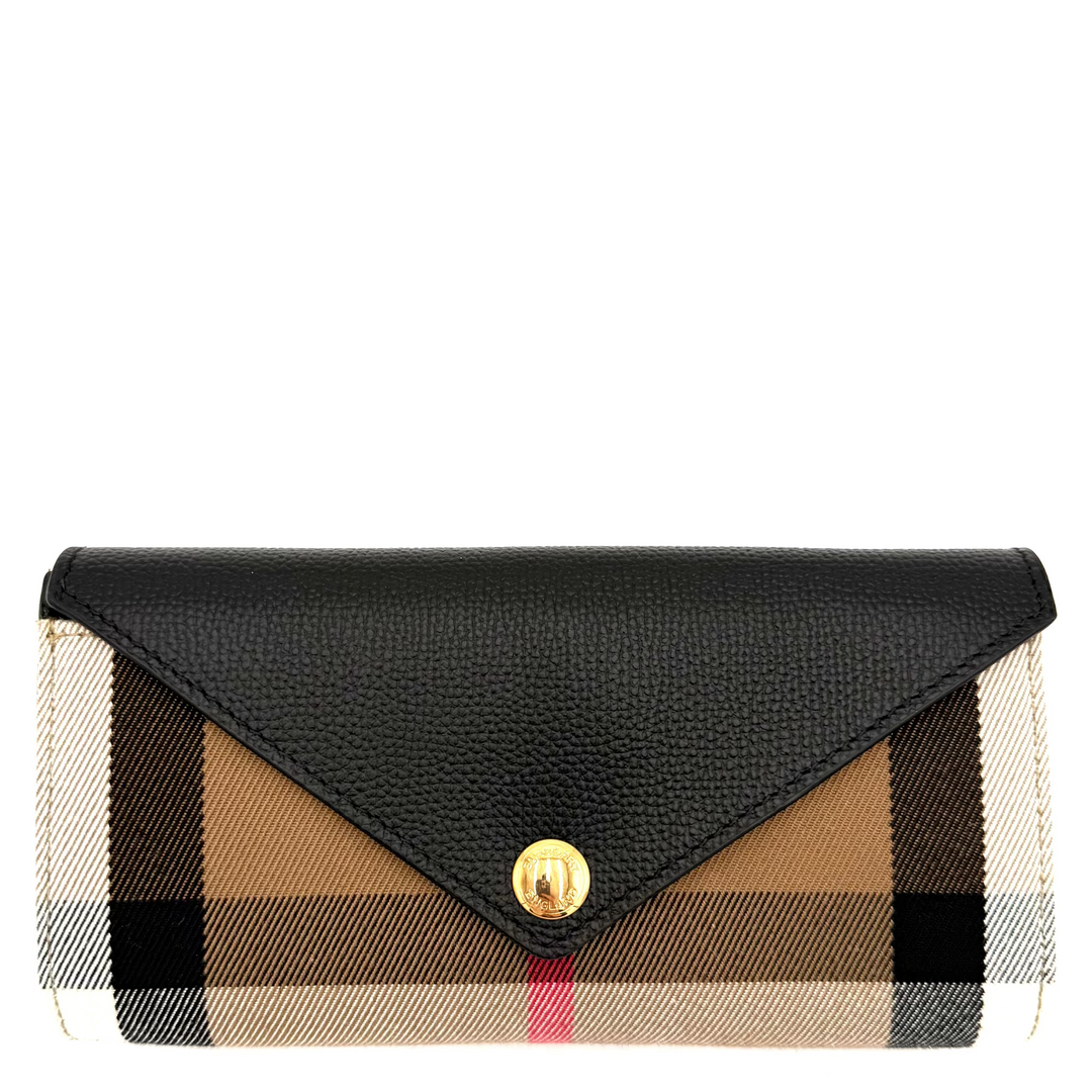 Canterbury Linen Check & Leather Long Wallet