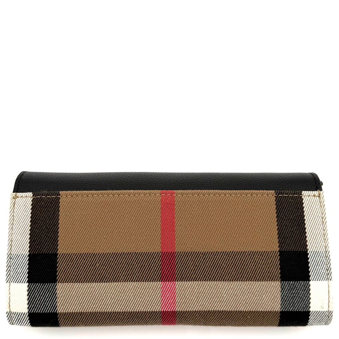 Canterbury Linen Check & Leather Long Wallet