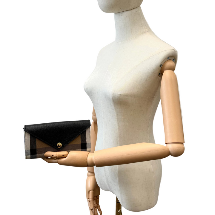 Canterbury Linen Check & Leather Long Wallet