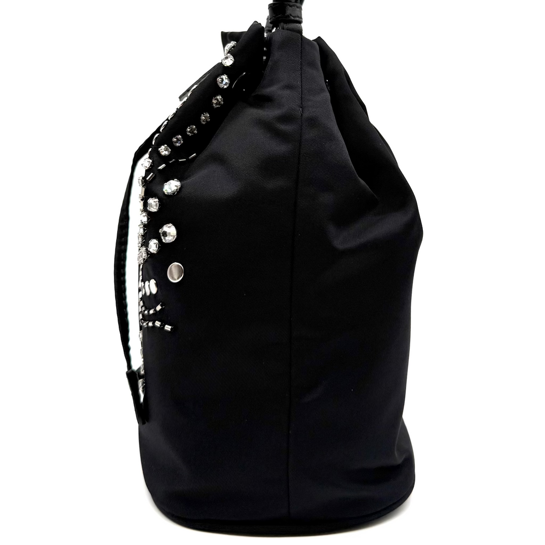 Re-Edition 1978 Crystal Embellished Re-Nylon Mini Bucket Bag