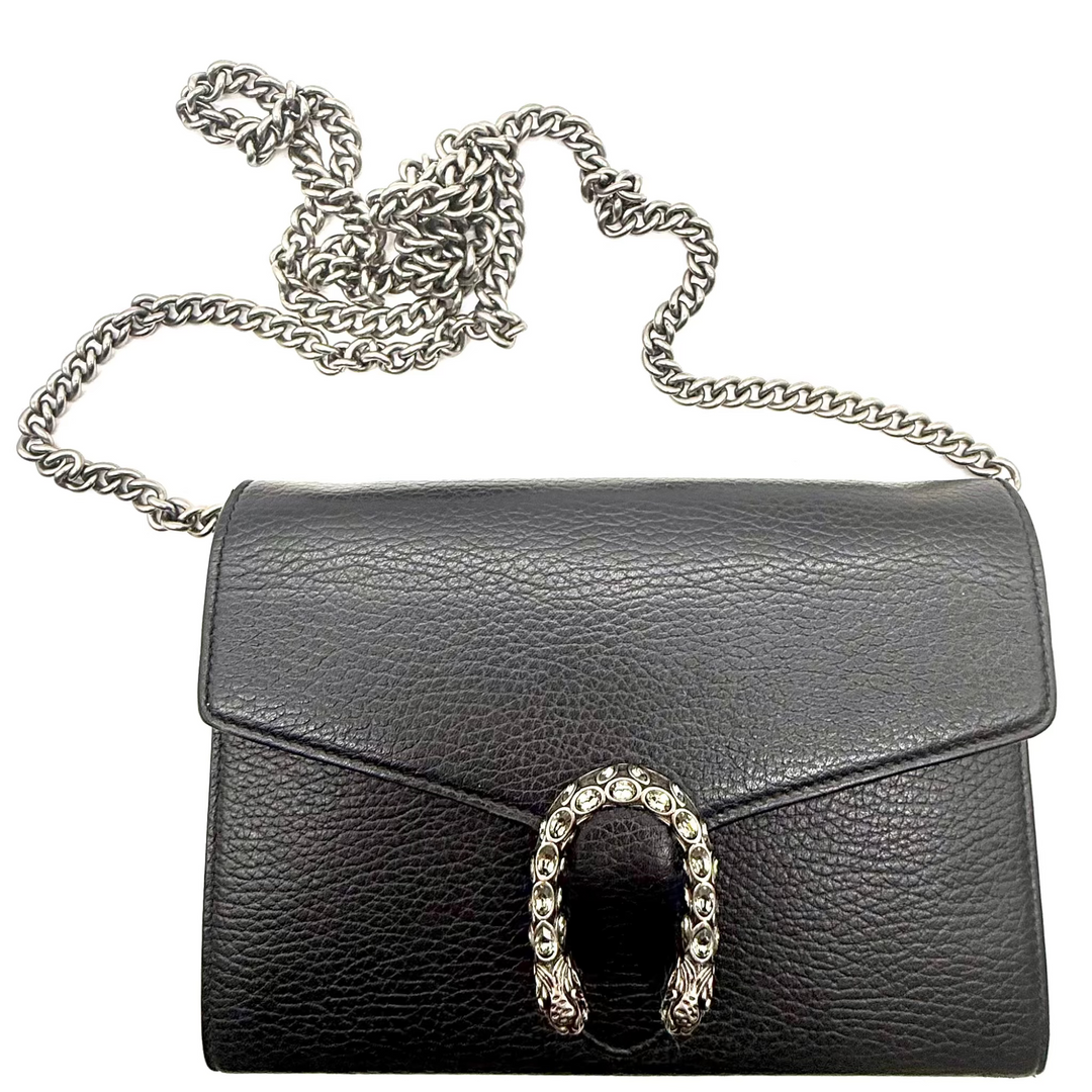 Crystal Dionysus Leather Wallet on Chain