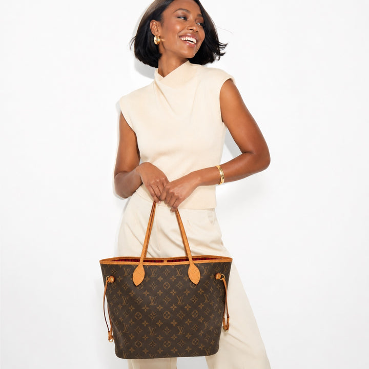 Monogram Neverfull MM Tote Bag with Pouch & Pivoine Interior