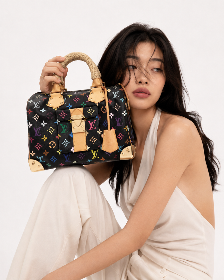 Multicolour Monogram Canvas Speedy 30 in Black