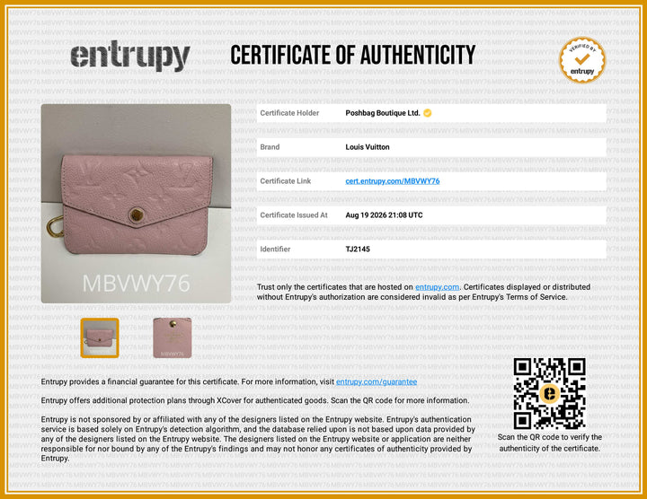Pink Empreinte Leather Wallet Key Chain