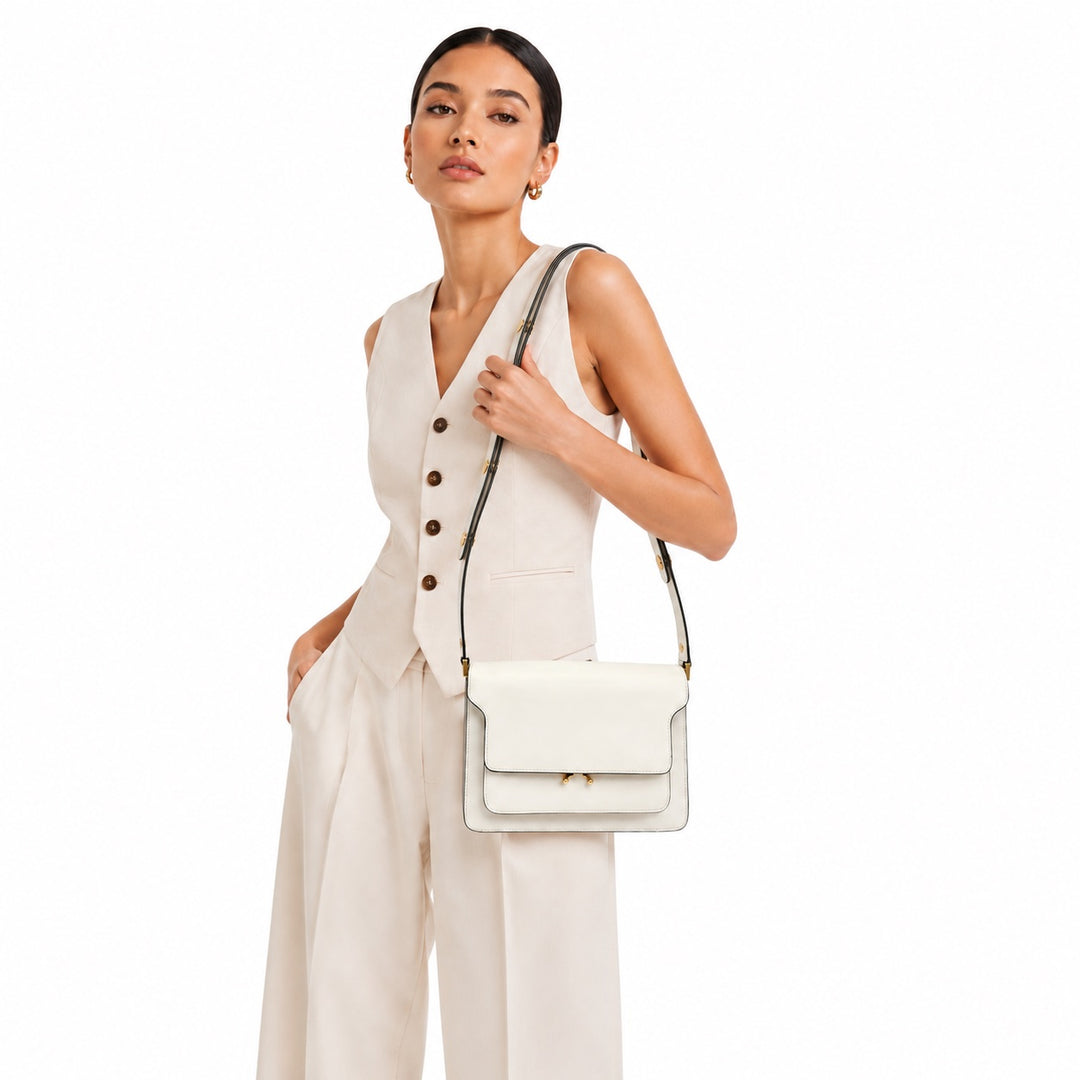 Trunk Medium Saffiano Leather Shoulder Bag