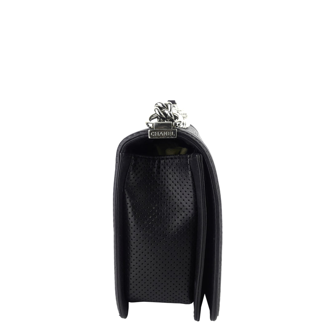 Perforated Lambskin Leather New Medium Boy Bag