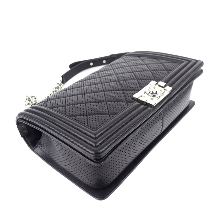 Perforated Lambskin Leather New Medium Boy Bag