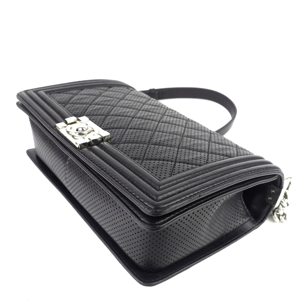 Perforated Lambskin Leather New Medium Boy Bag