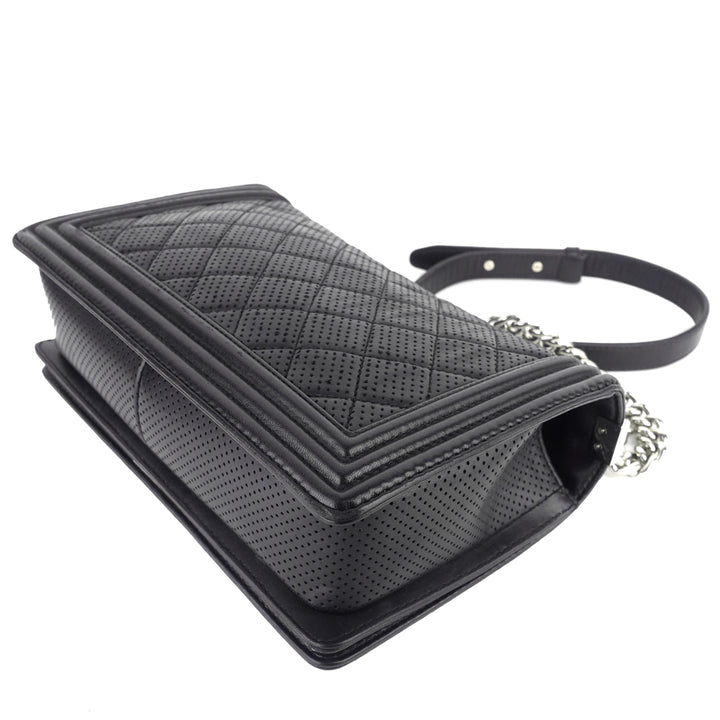 Perforated Lambskin Leather New Medium Boy Bag