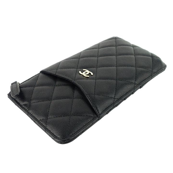 Quilted Caviar Leather Classic Flat Wallet