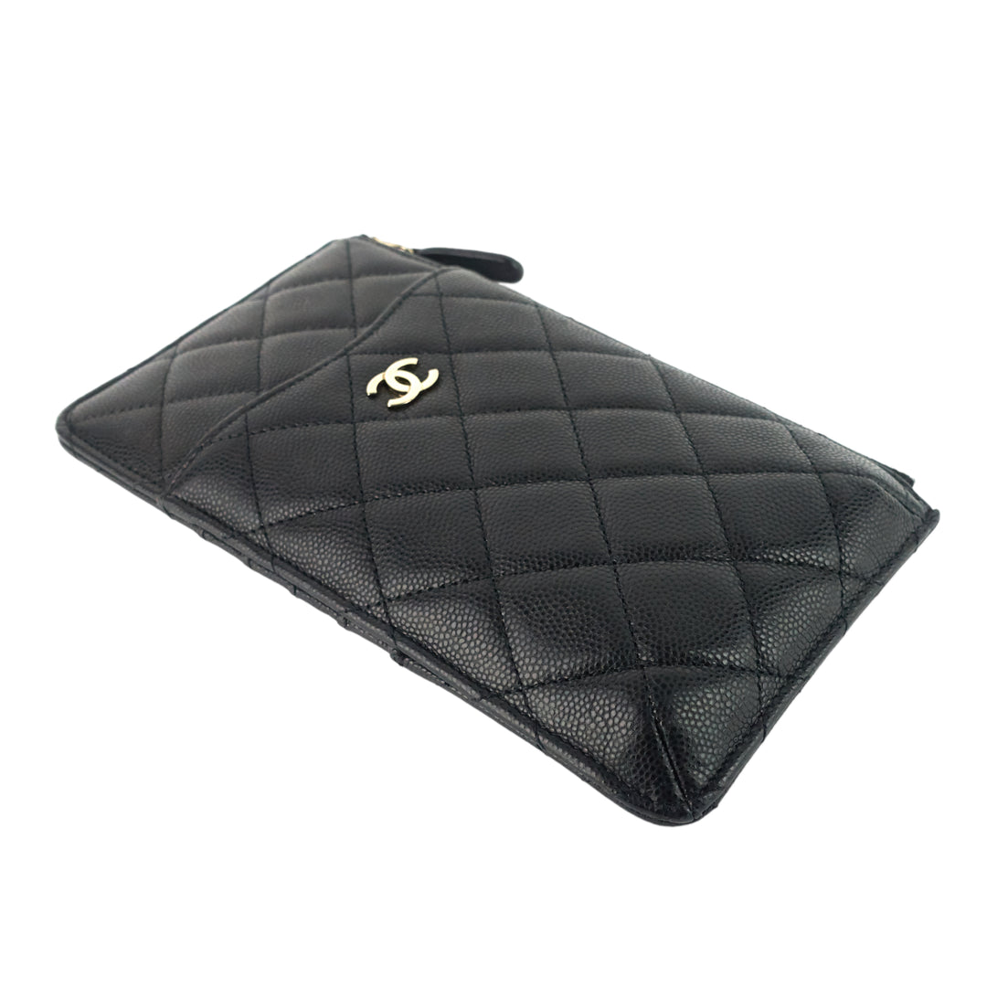 Quilted Caviar Leather Classic Flat Wallet