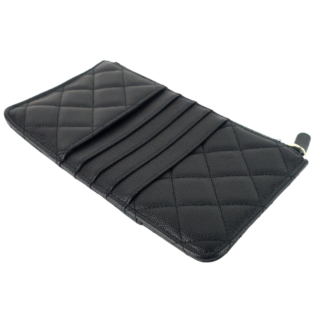 Quilted Caviar Leather Classic Flat Wallet