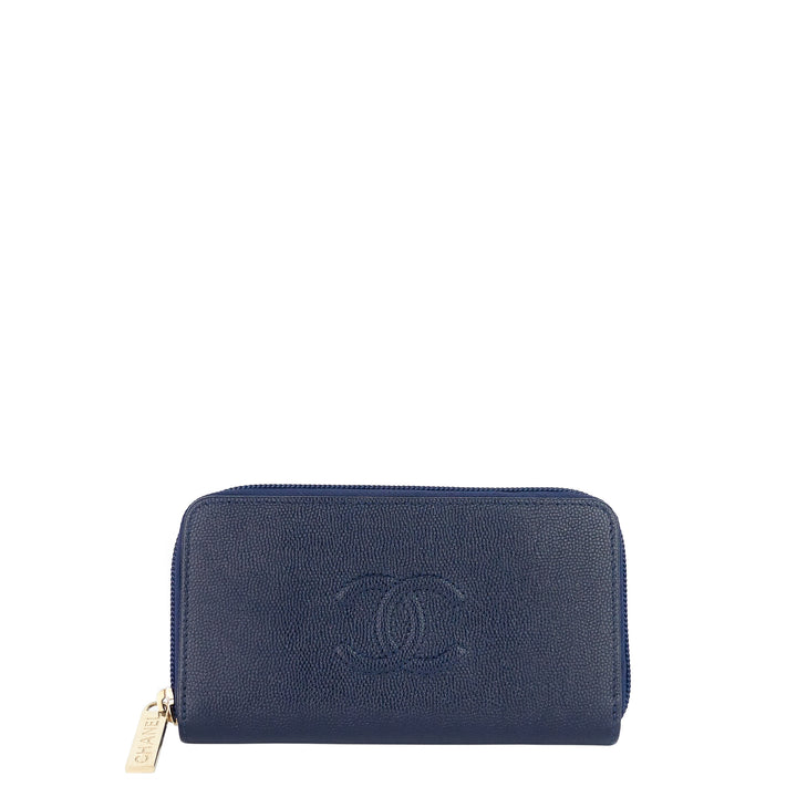 CC Timeless Zip Around Caviar Leather Wallet