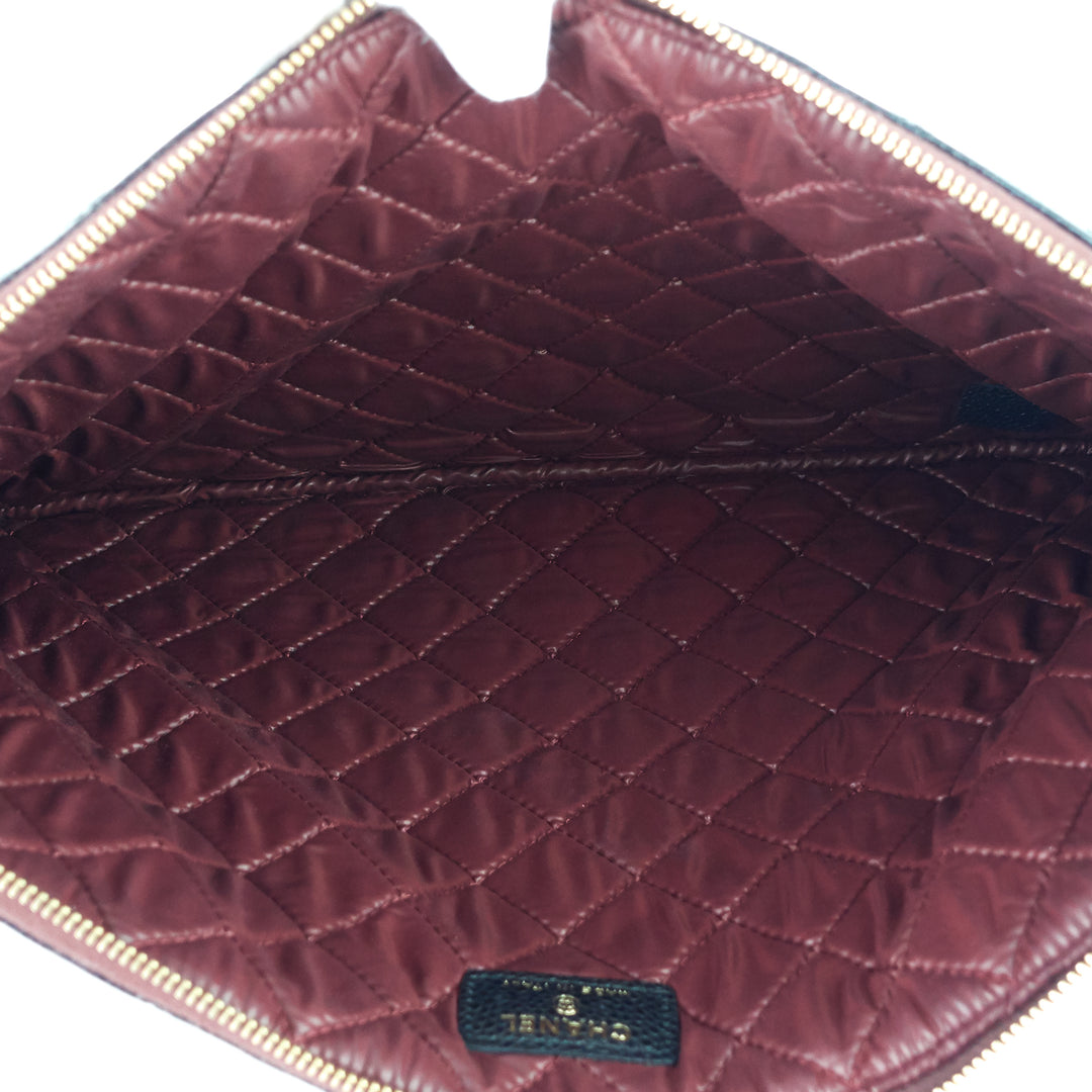 O Case Large Caviar Leather Clutch Bag