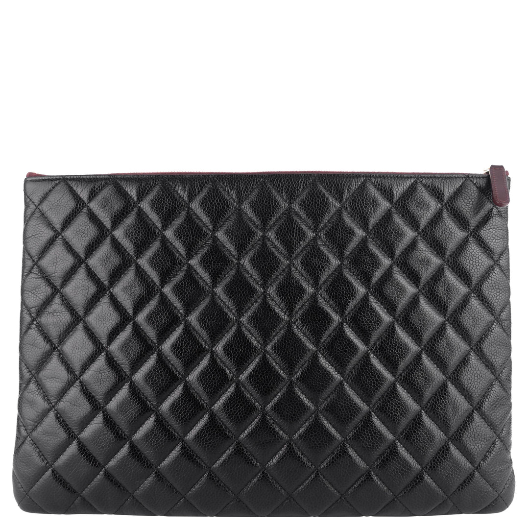 O Case Large Caviar Leather Clutch Bag