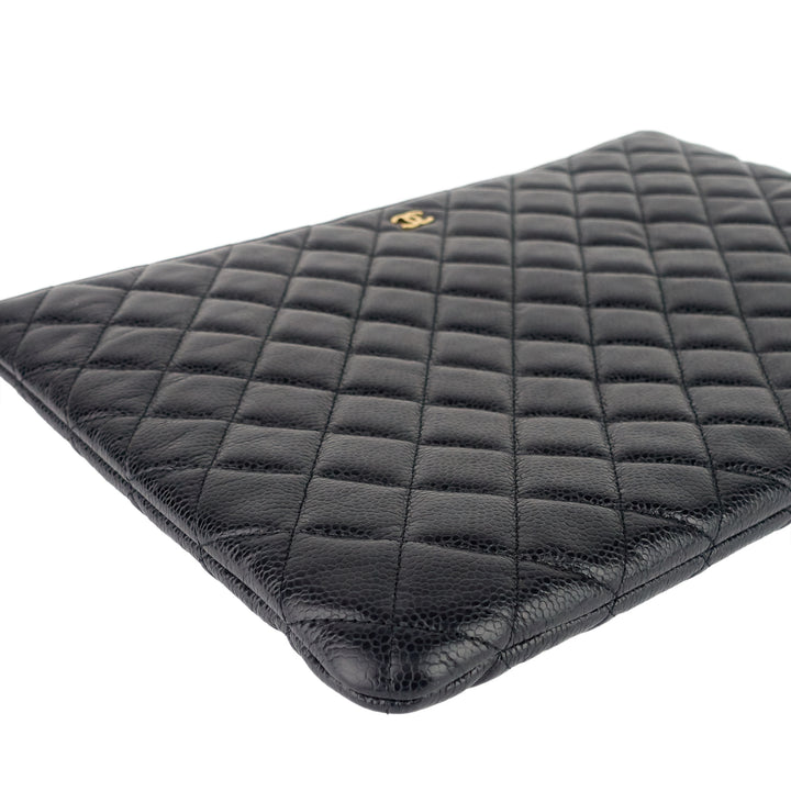 O Case Large Caviar Leather Clutch Bag