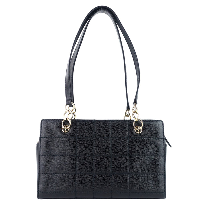 Chocolate Bar Caviar Leather Shoulder Bag