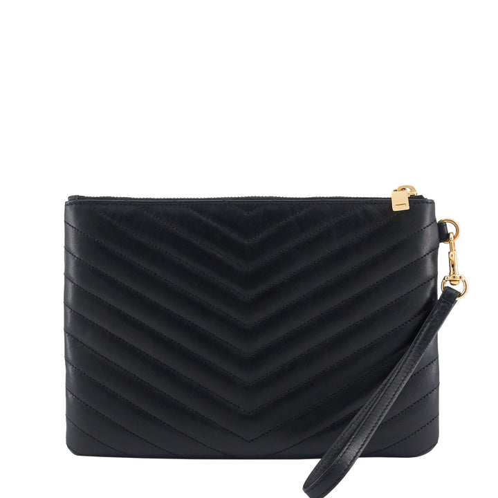 Classic Monogram Large Matellasé Chevron Leather Wristlet Bag