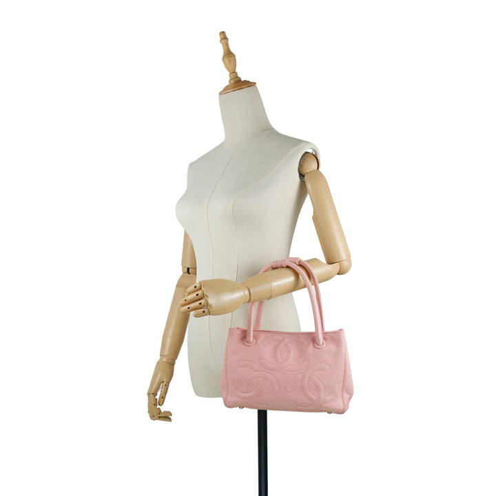Triple CC Timeless Small Caviar Leather Tote Bag