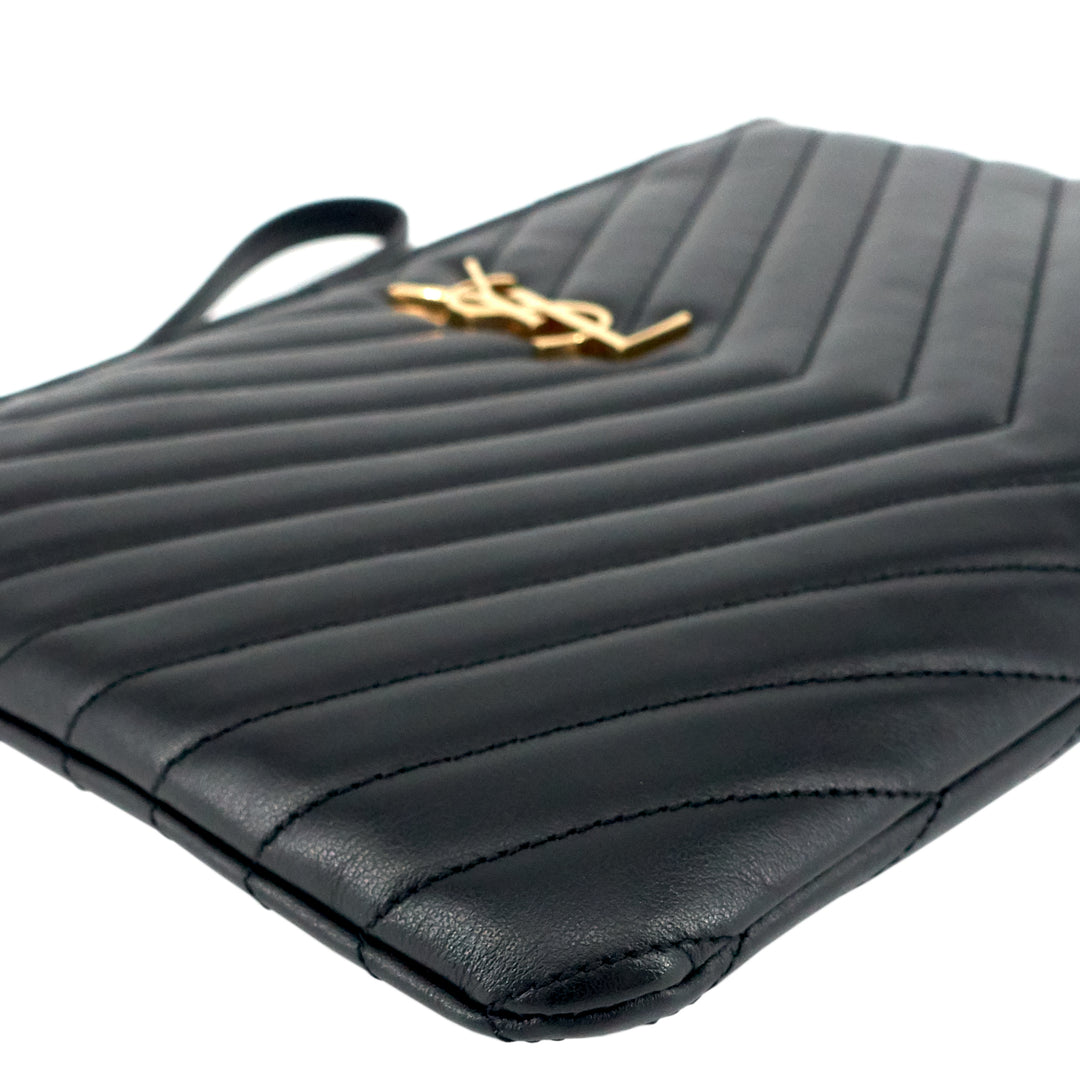 Classic Monogram Large Matellasé Chevron Leather Wristlet Bag