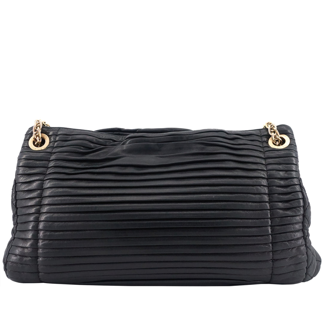 CC Accordion Pleated Lambskin Leather Chain Bag