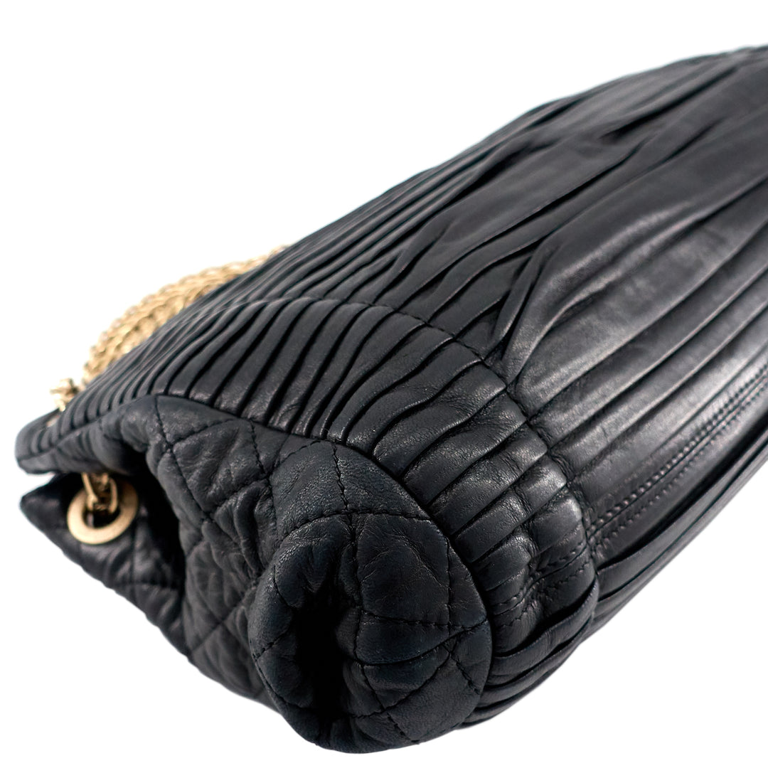 CC Accordion Pleated Lambskin Leather Chain Bag