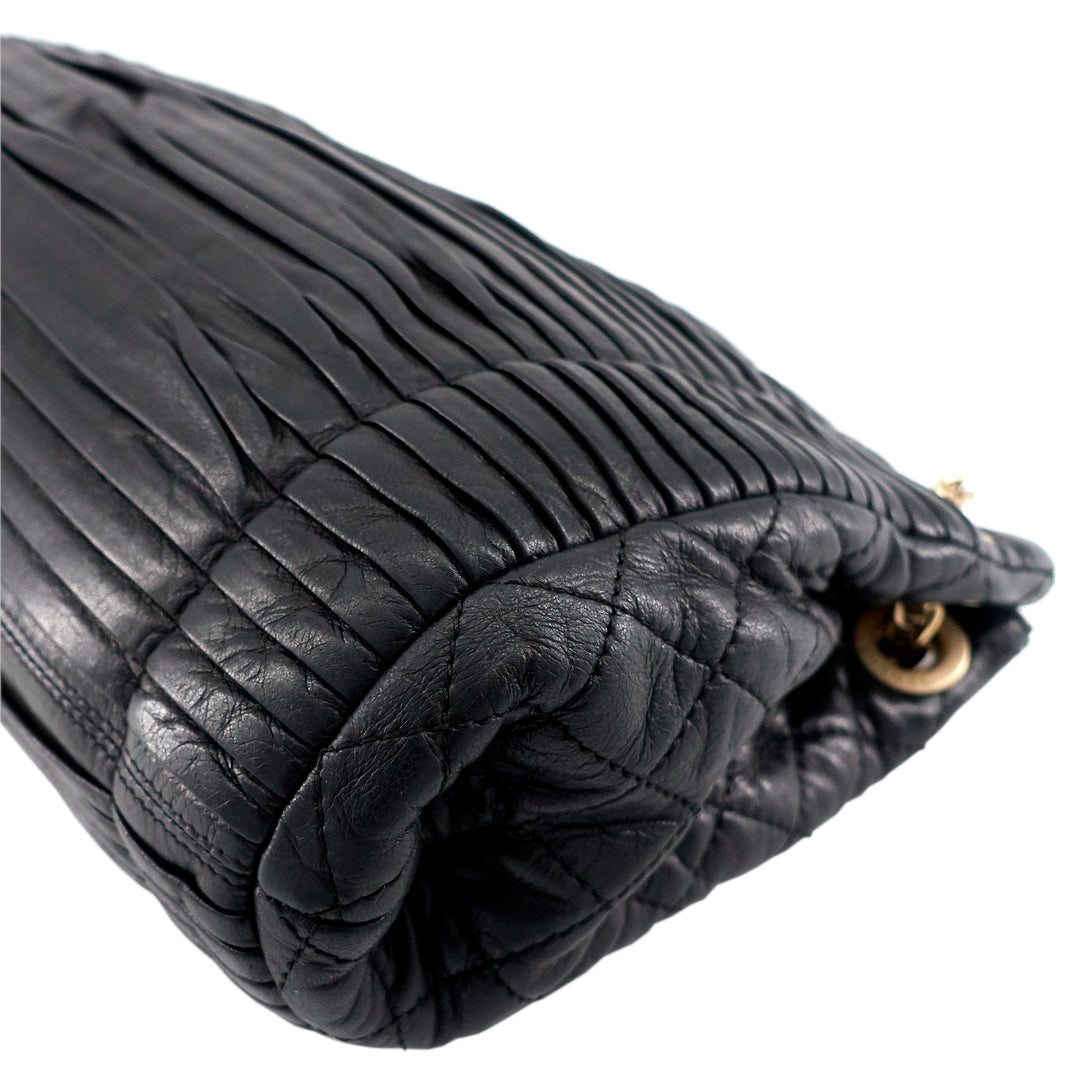 CC Accordion Pleated Lambskin Leather Chain Bag