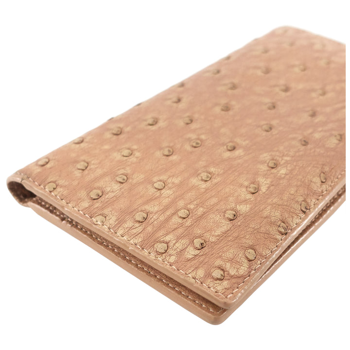 Intrecciato Ostrich Leather Long Wallet