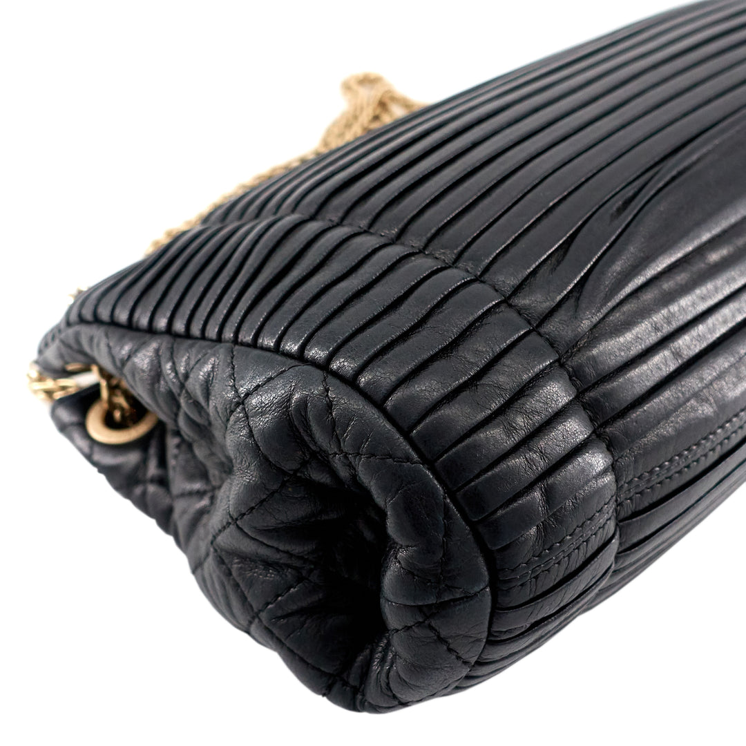 CC Accordion Pleated Lambskin Leather Chain Bag