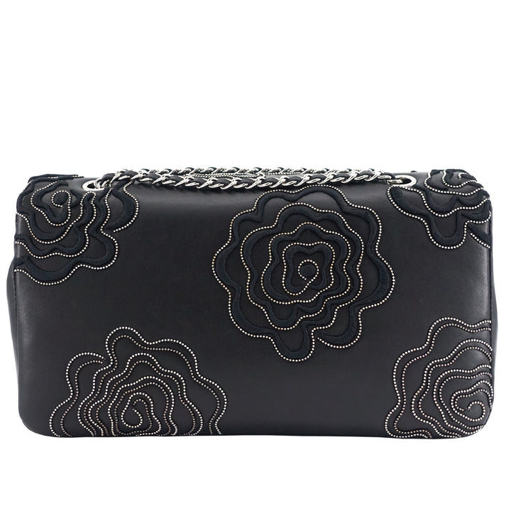 Embroidered Camellia Follies Medium Lambskin Leather Flap Bag