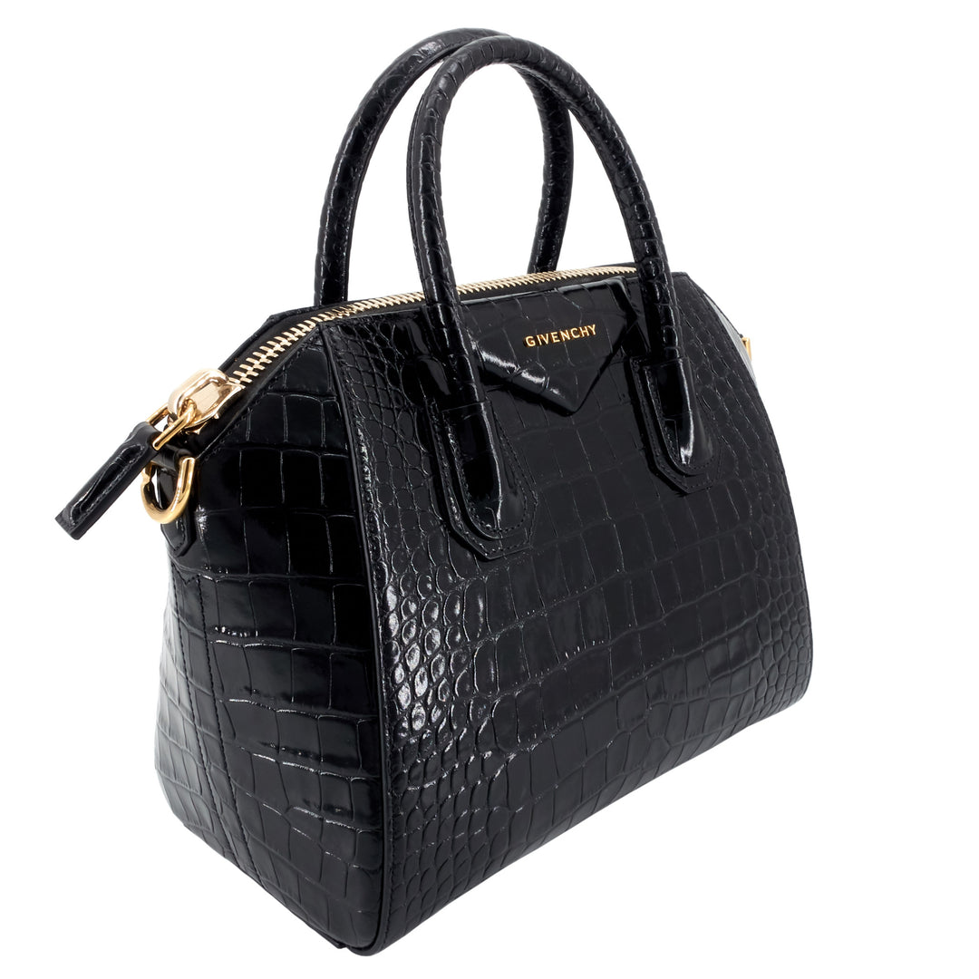 Antigona Small Crocodile Embossed Leather Bag