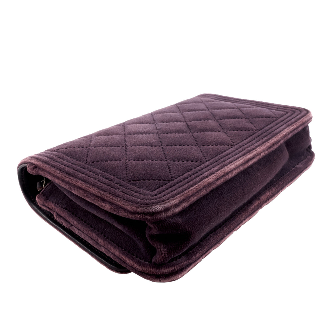 Boy Quilted Velvet Wallet on Chain Bag