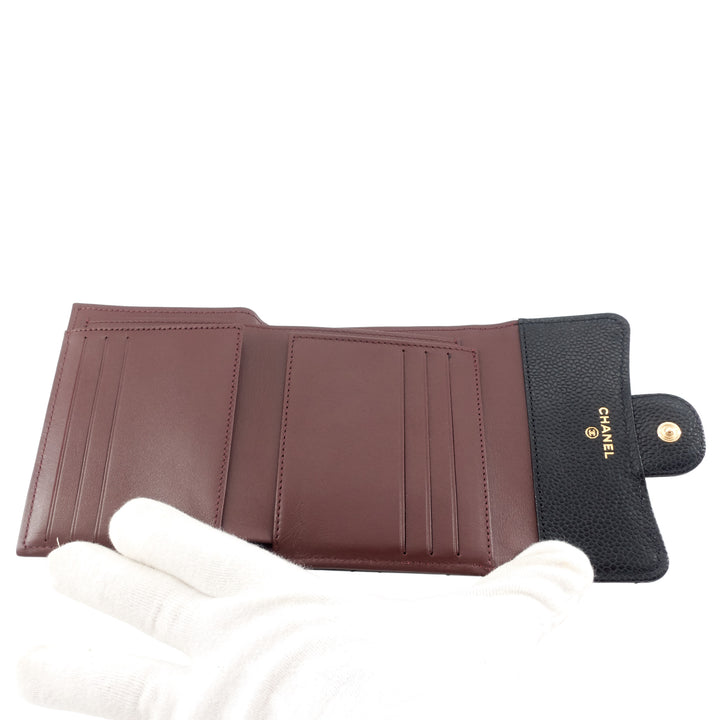 Trifold Caviar Leather Wallet