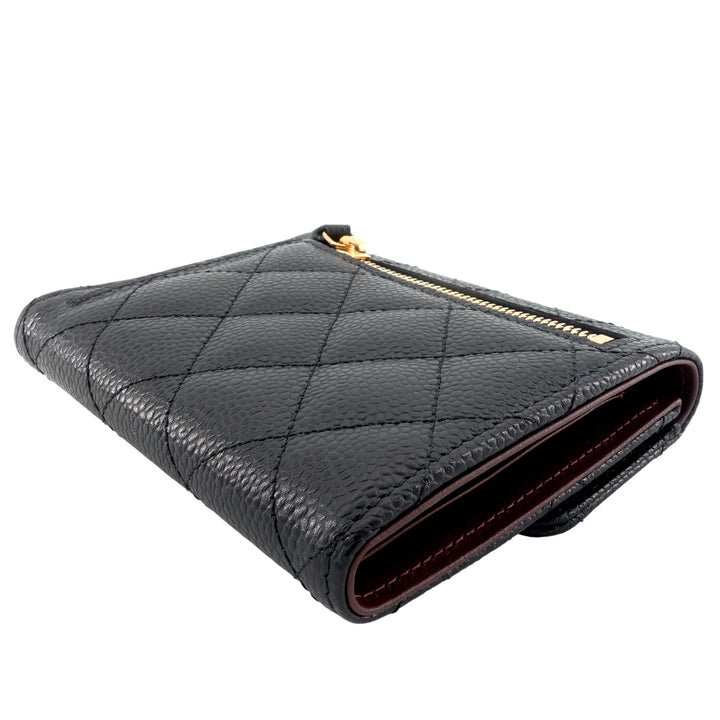 Trifold Caviar Leather Wallet