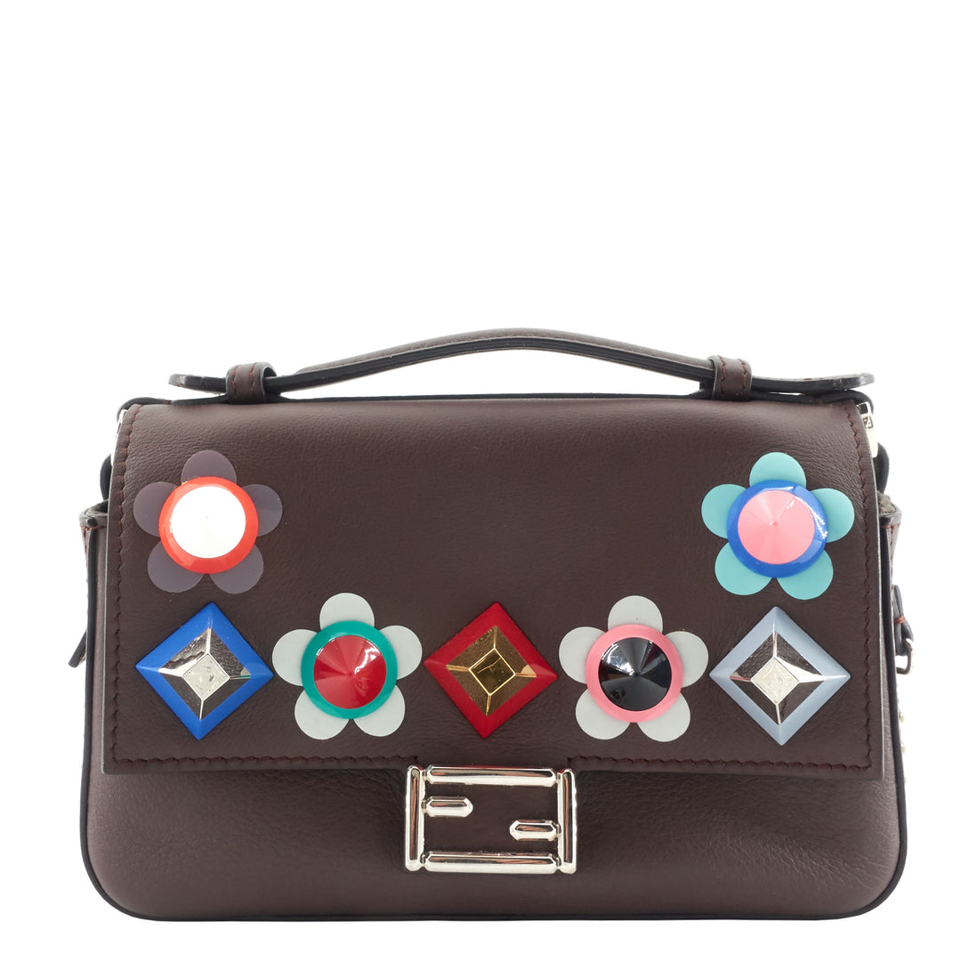 Flowerland Double Baguette Appliqué Leather Micro Bag